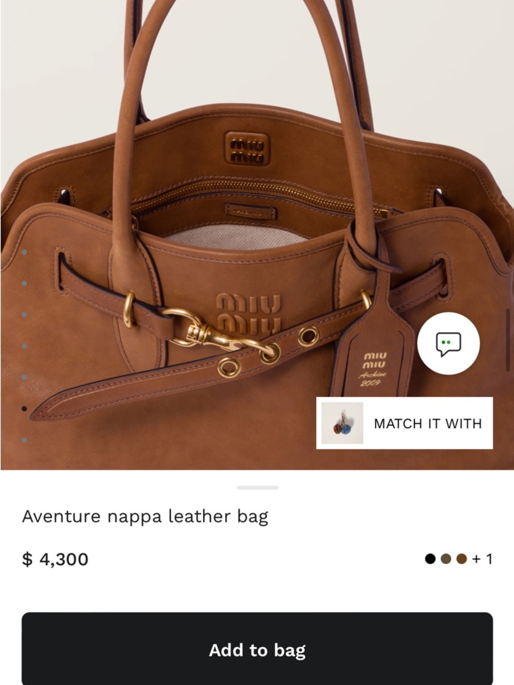 Miu Miu Adventure Nappa Leather Shoulder Bag